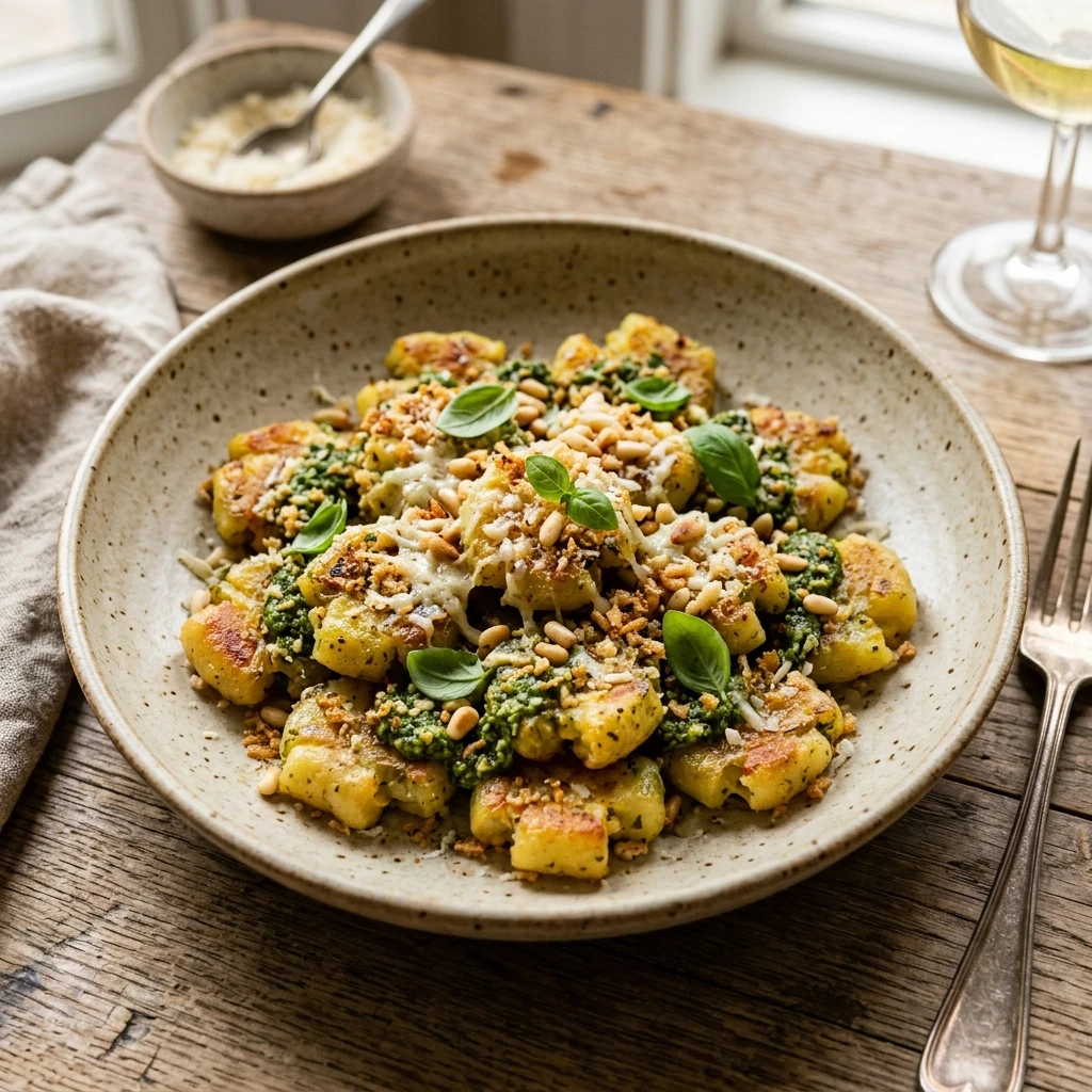 Smashed Gnocchi Pesto Crispy 15 Minute