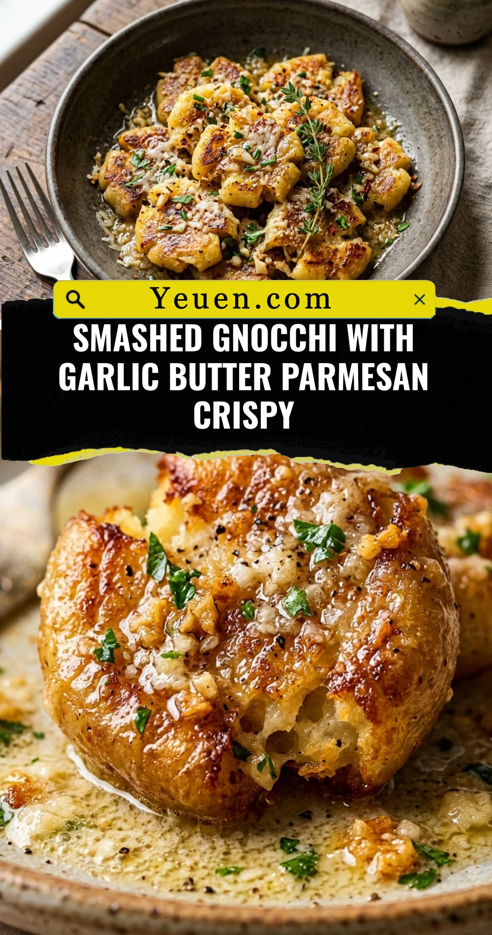 Smashed Gnocchi With Garlic Butter Parmesan Crispy