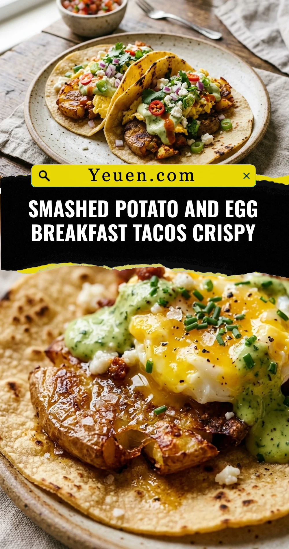 Smashed Potato And Egg Breakfast Tacos Crispy