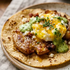 Smashed Potato And Egg Breakfast Tacos Crispy