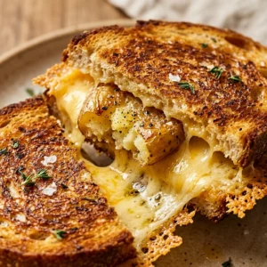 Smashed Potato Grilled Cheese Crispy Cheesy