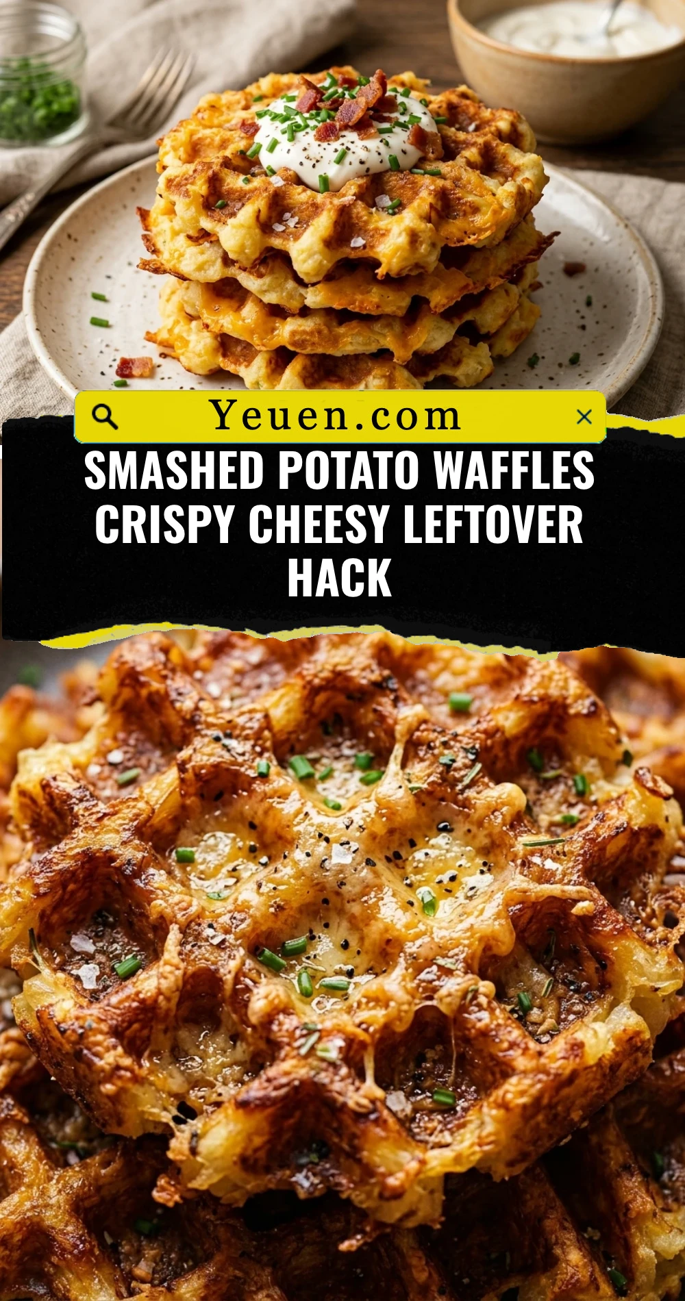 Smashed Potato Waffles Crispy Cheesy Leftover Hack