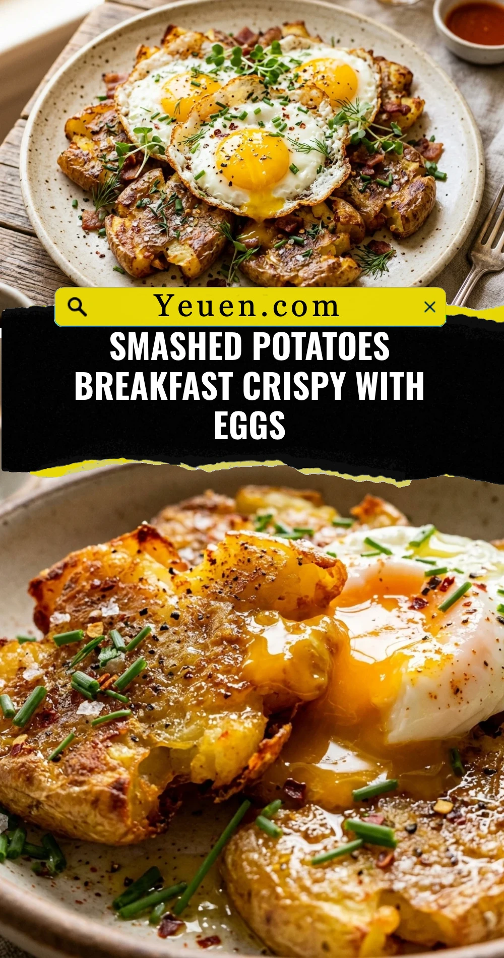 Smashed Potatoes Breakfast Crispy With Eggs
