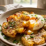Smashed Potatoes Breakfast Crispy With Eggs