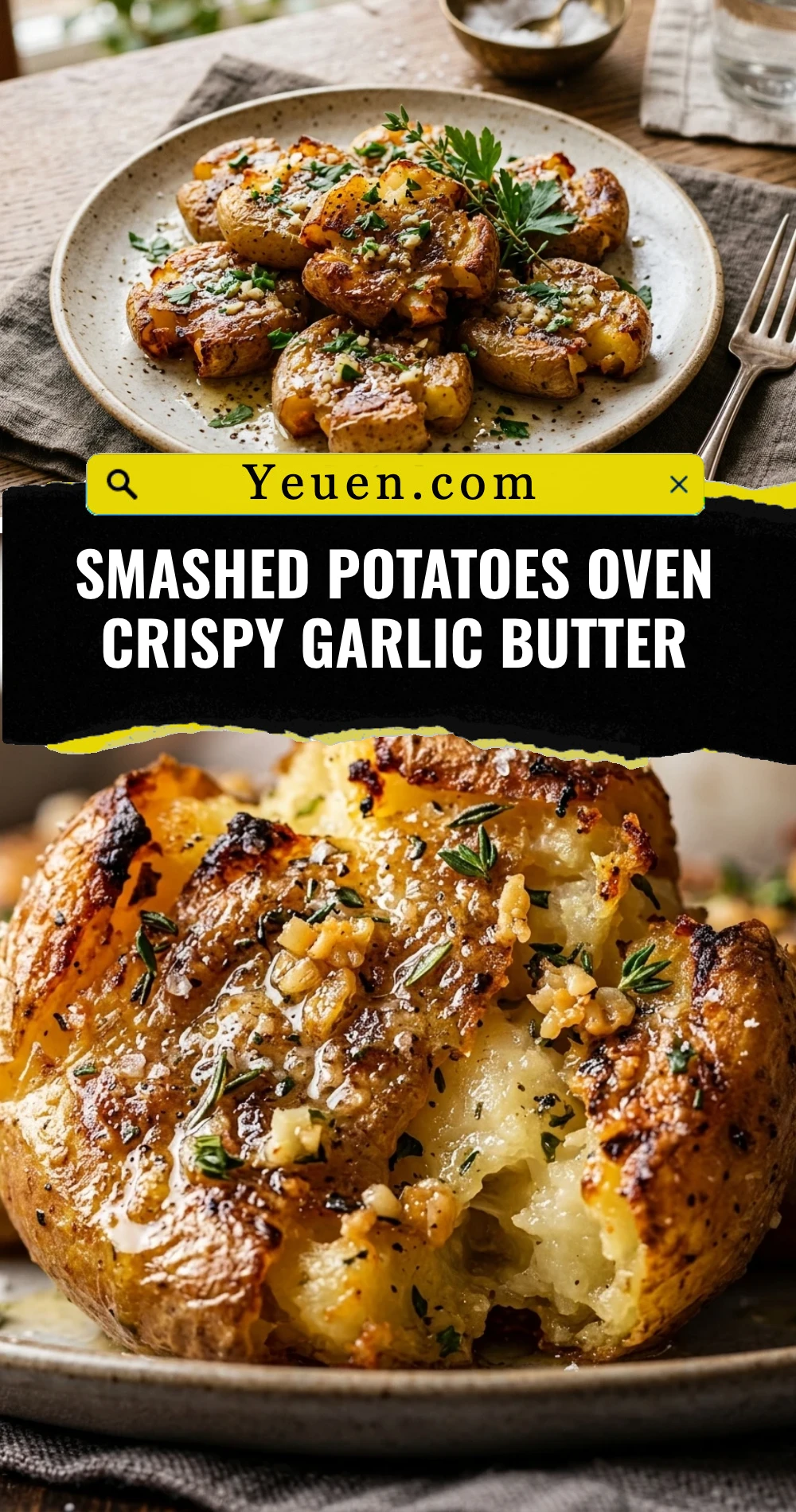 Smashed Potatoes Oven Crispy Garlic Butter