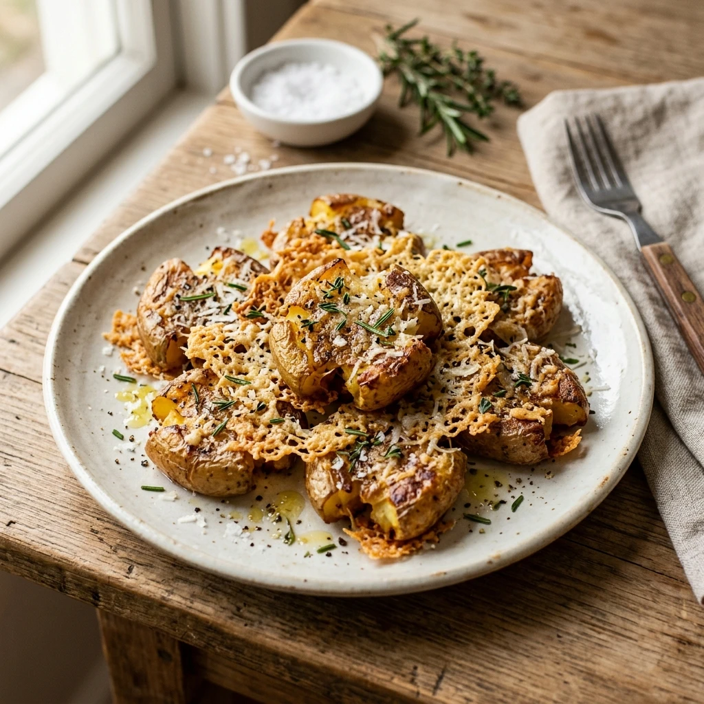 Smashed Potatoes With Parmesan Crispy Viral