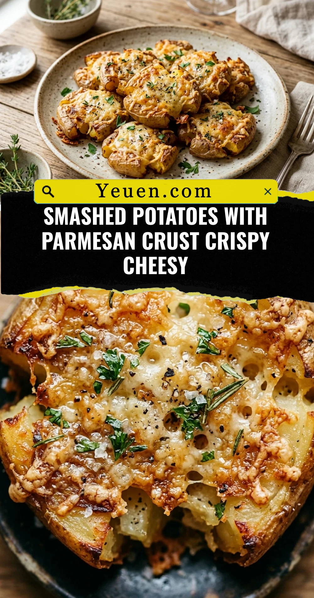 Smashed Potatoes With Parmesan Crust Crispy Cheesy