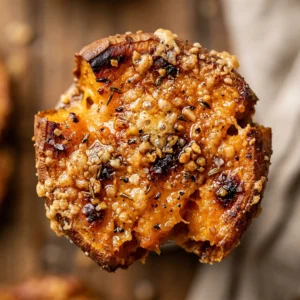 Smashed Sweet Potatoes Crispy Parmesan Garlic Air Fryer Fall Viral Extra