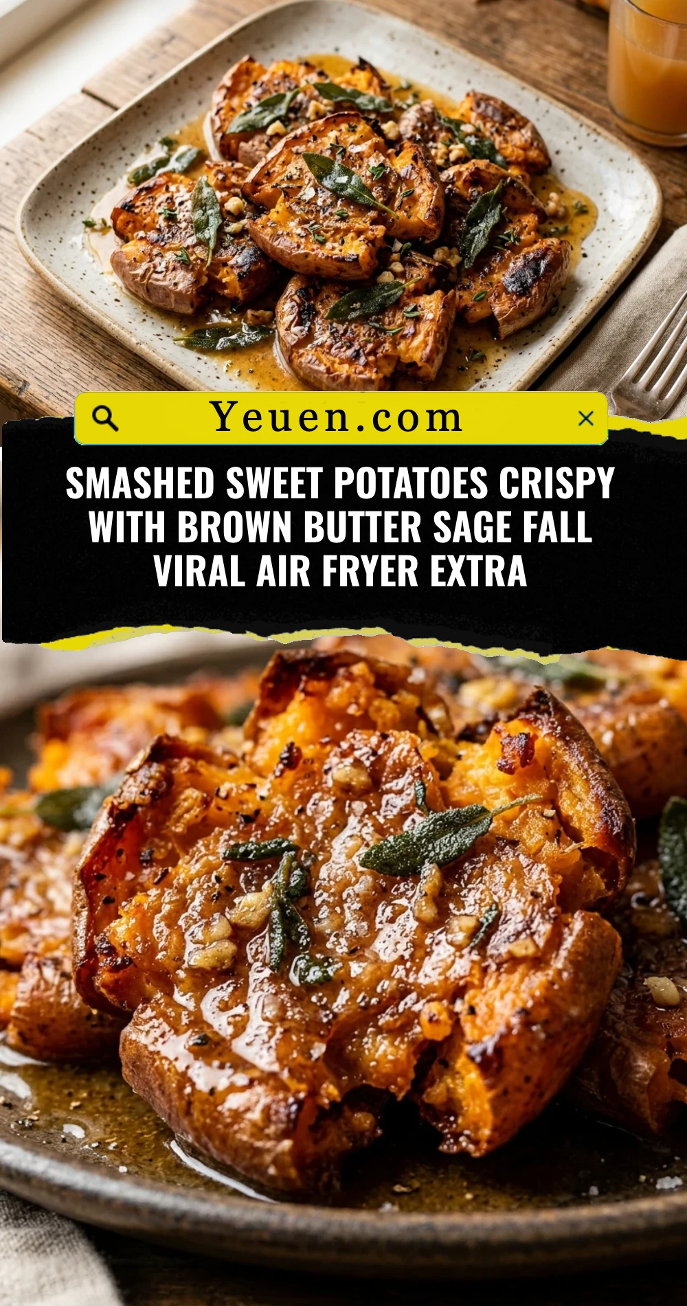 Smashed Sweet Potatoes Crispy With Brown Butter Sage Fall Viral Air Fryer Extra