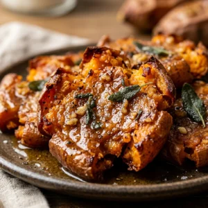 Smashed Sweet Potatoes Crispy With Brown Butter Sage Fall Viral Air Fryer Extra
