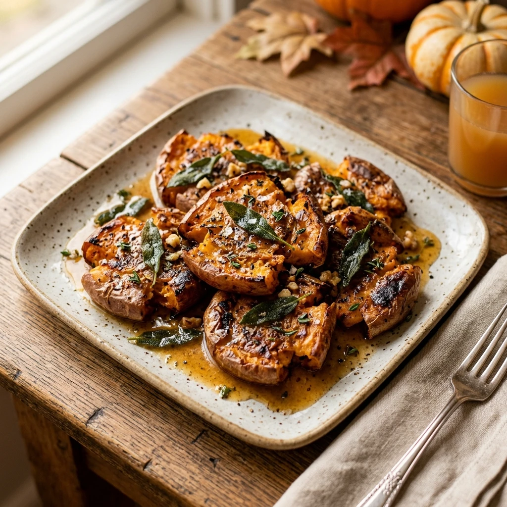 Smashed Sweet Potatoes Crispy With Brown Butter Sage Fall Viral Air Fryer Extra