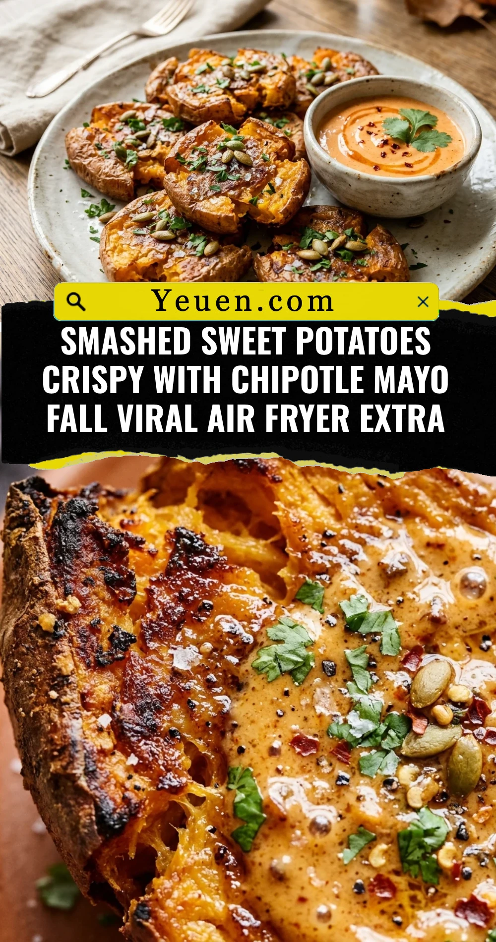 Smashed Sweet Potatoes Crispy With Chipotle Mayo Fall Viral Air Fryer Extra