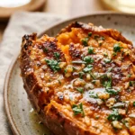 Smashed Sweet Potatoes Crispy With Garlic Herb Butter Fall Viral Air Fryer Extra