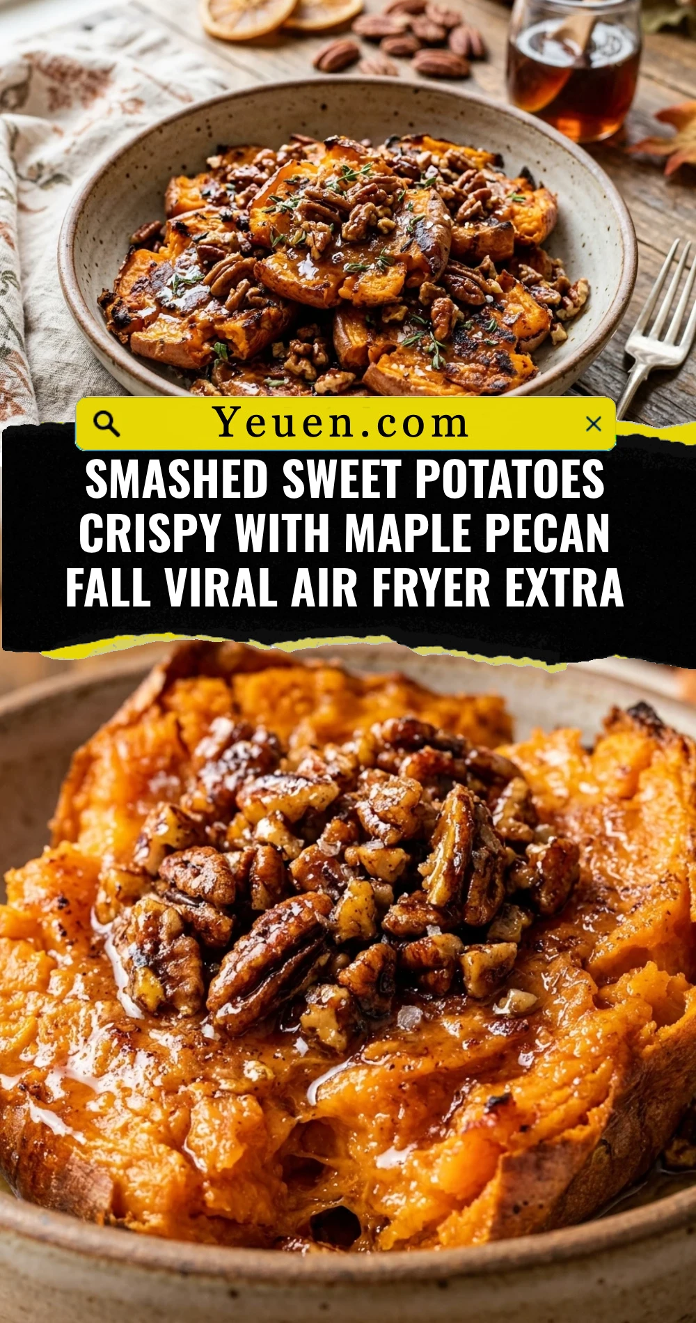 Smashed Sweet Potatoes Crispy With Maple Pecan Fall Viral Air Fryer Extra