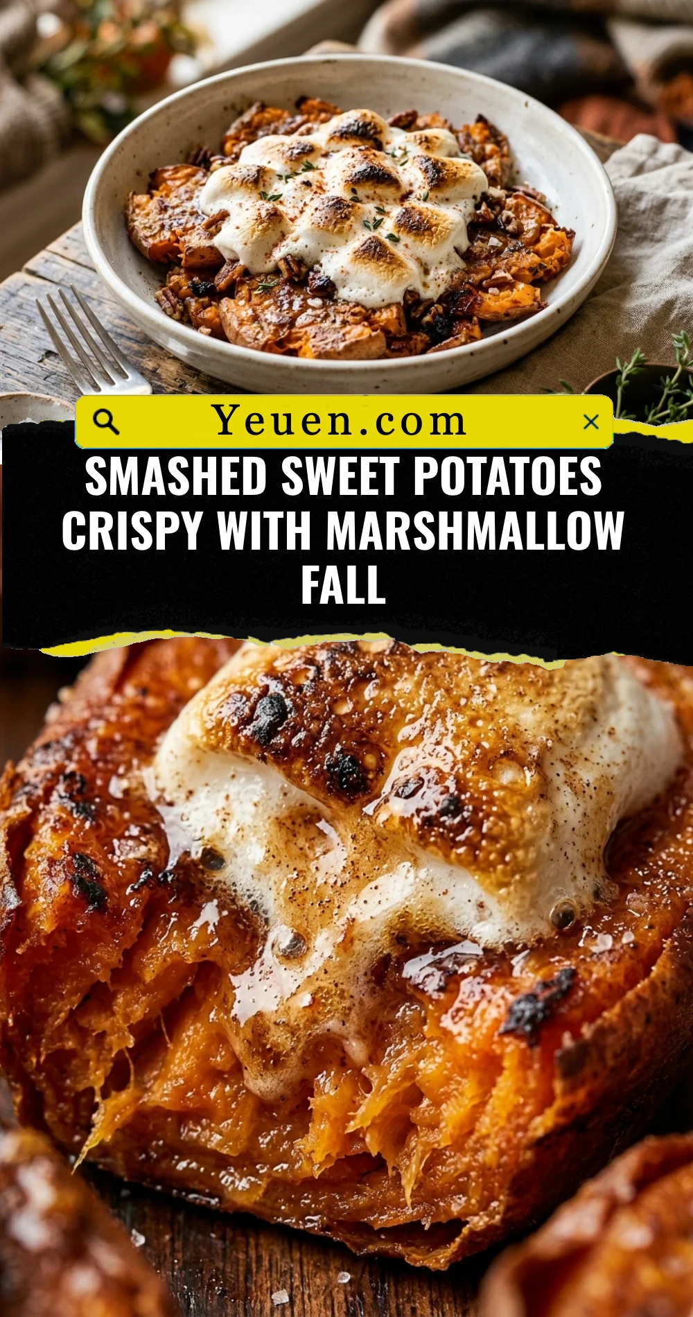 Smashed Sweet Potatoes Crispy With Marshmallow Fall
