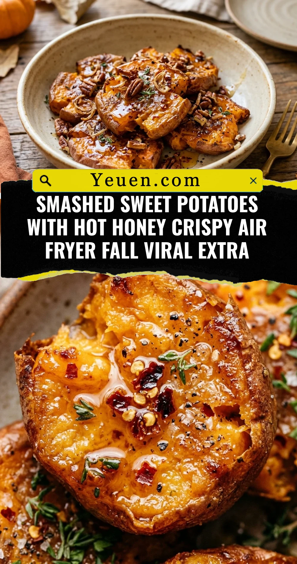 Smashed Sweet Potatoes With Hot Honey Crispy Air Fryer Fall Viral Extra