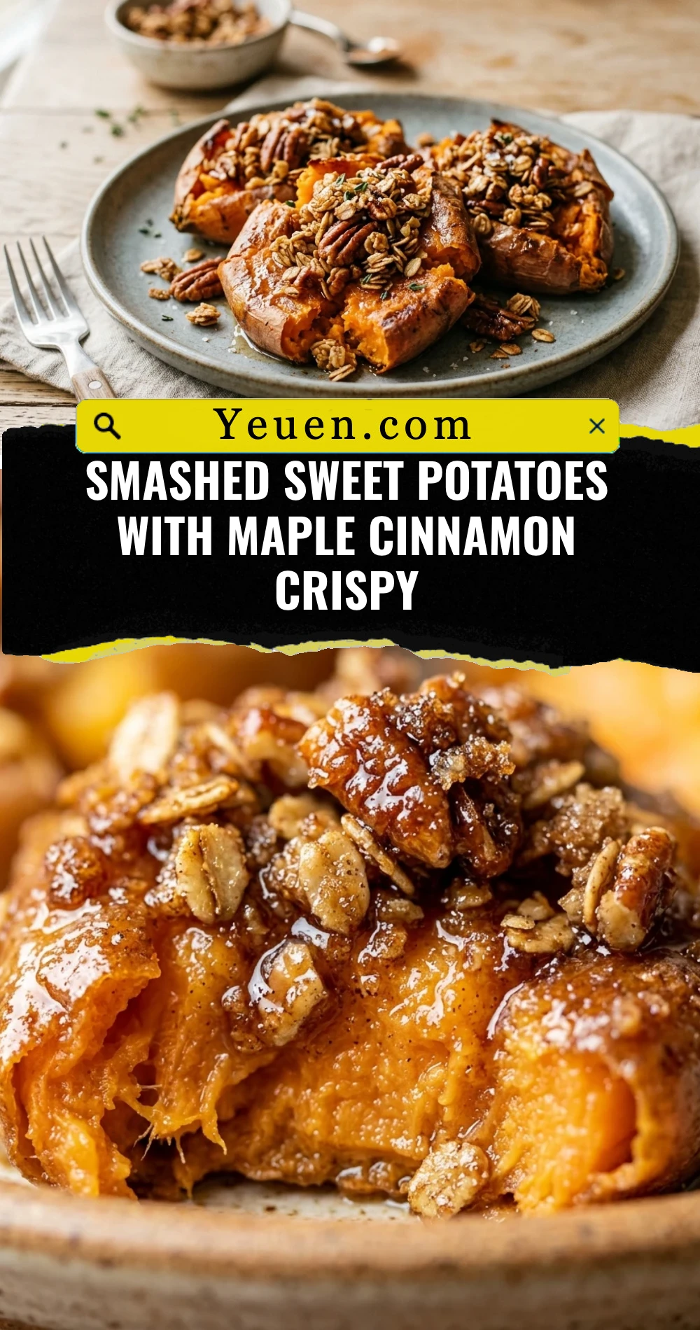 Smashed Sweet Potatoes With Maple Cinnamon Crispy