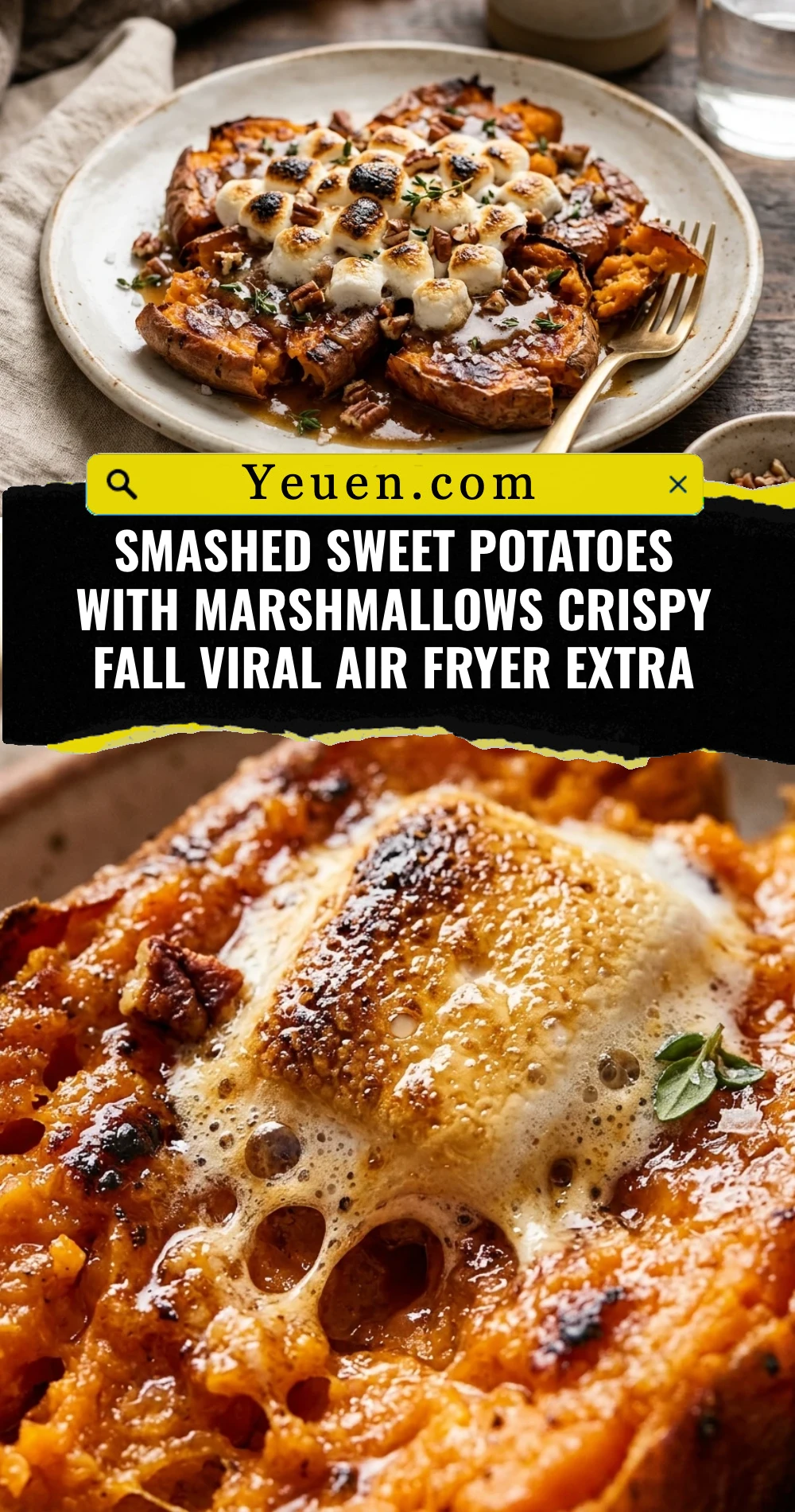 Smashed Sweet Potatoes With Marshmallows Crispy Fall Viral Air Fryer Extra