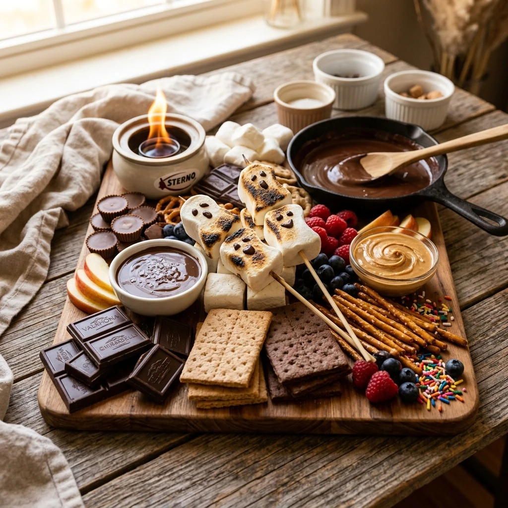 S'mores Dinner Board With Ghost Marshmallows