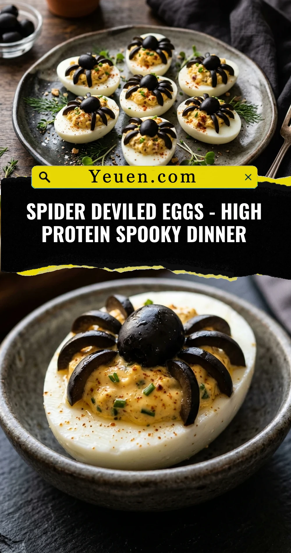 Spider Deviled Eggs - High Protein Spooky Dinner