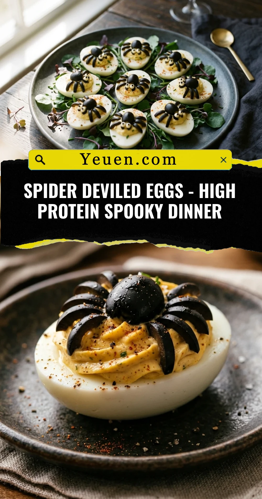 Spider Deviled Eggs - High Protein Spooky Dinner