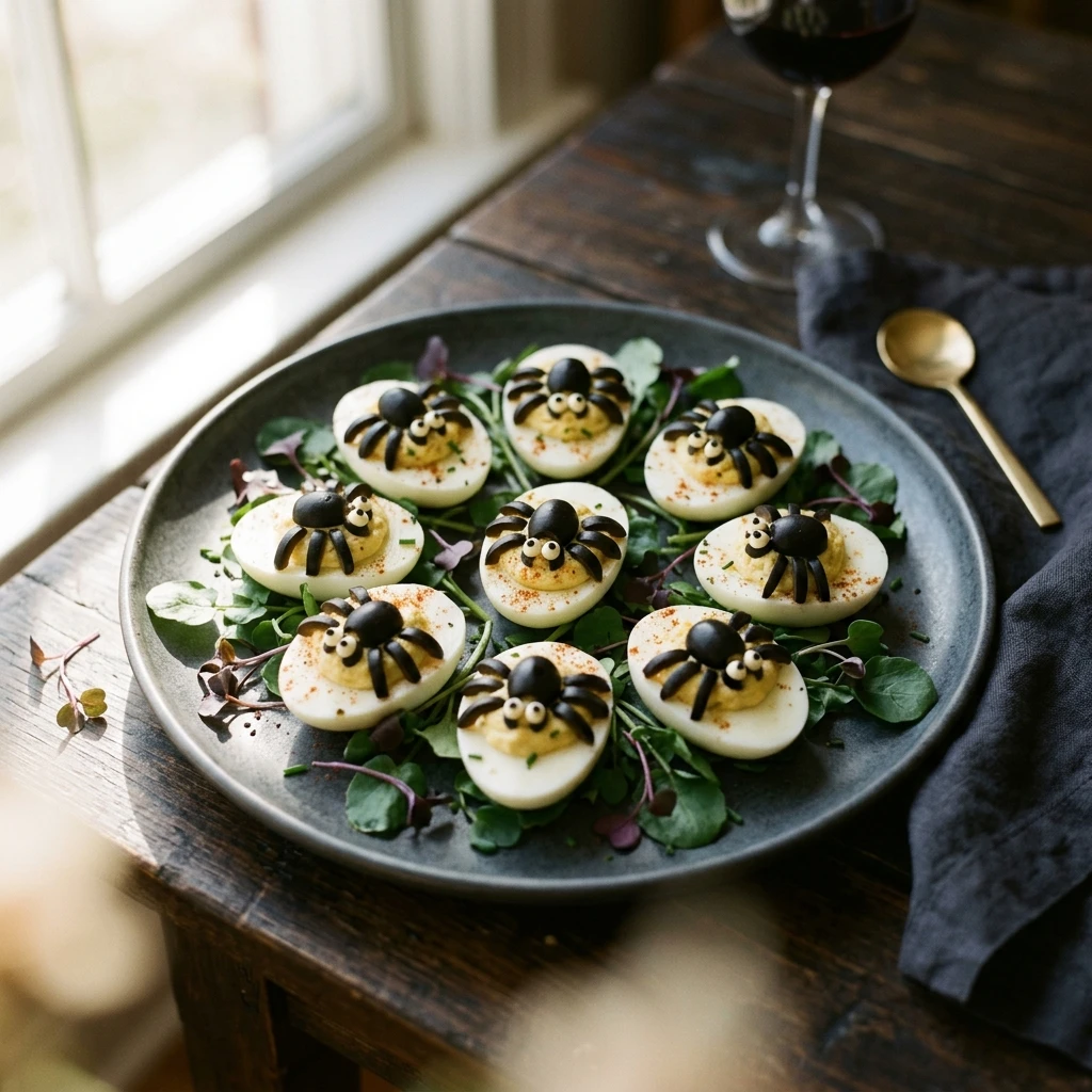 Spider Deviled Eggs - High Protein Spooky Dinner