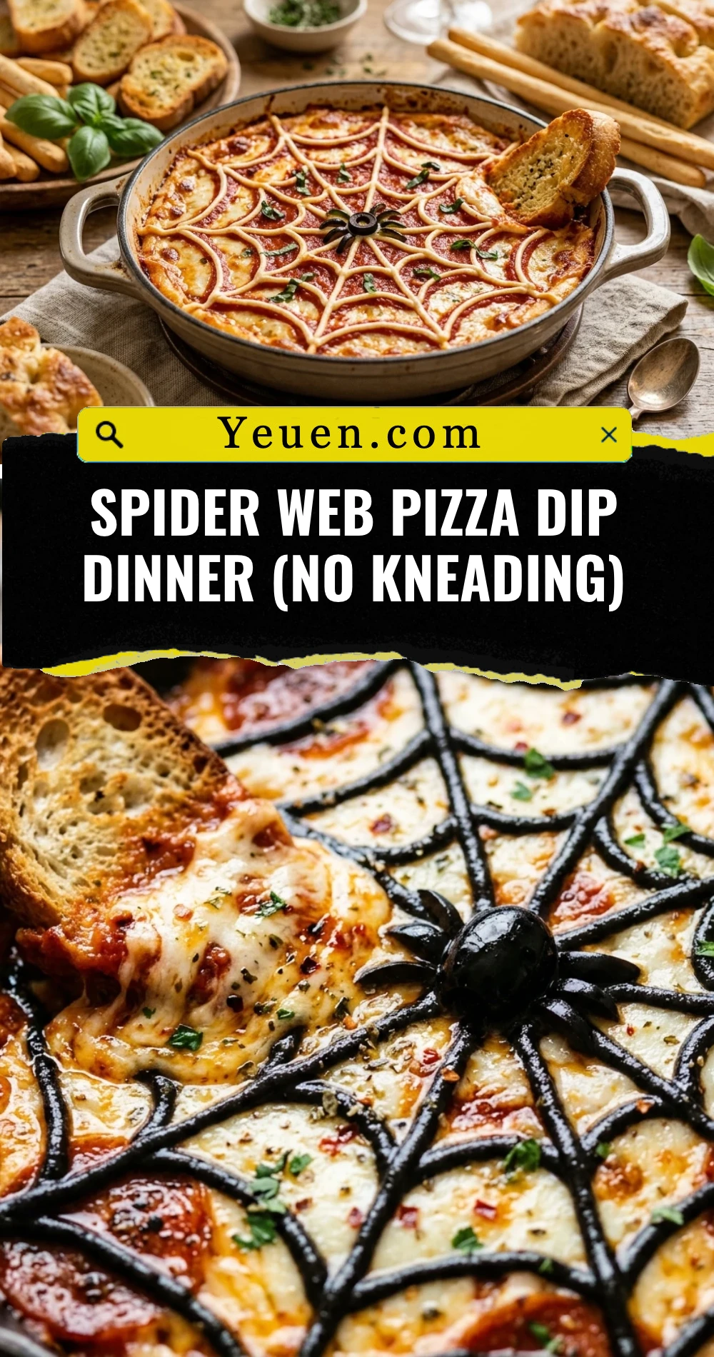 Spider Web Pizza Dip Dinner (No Kneading)