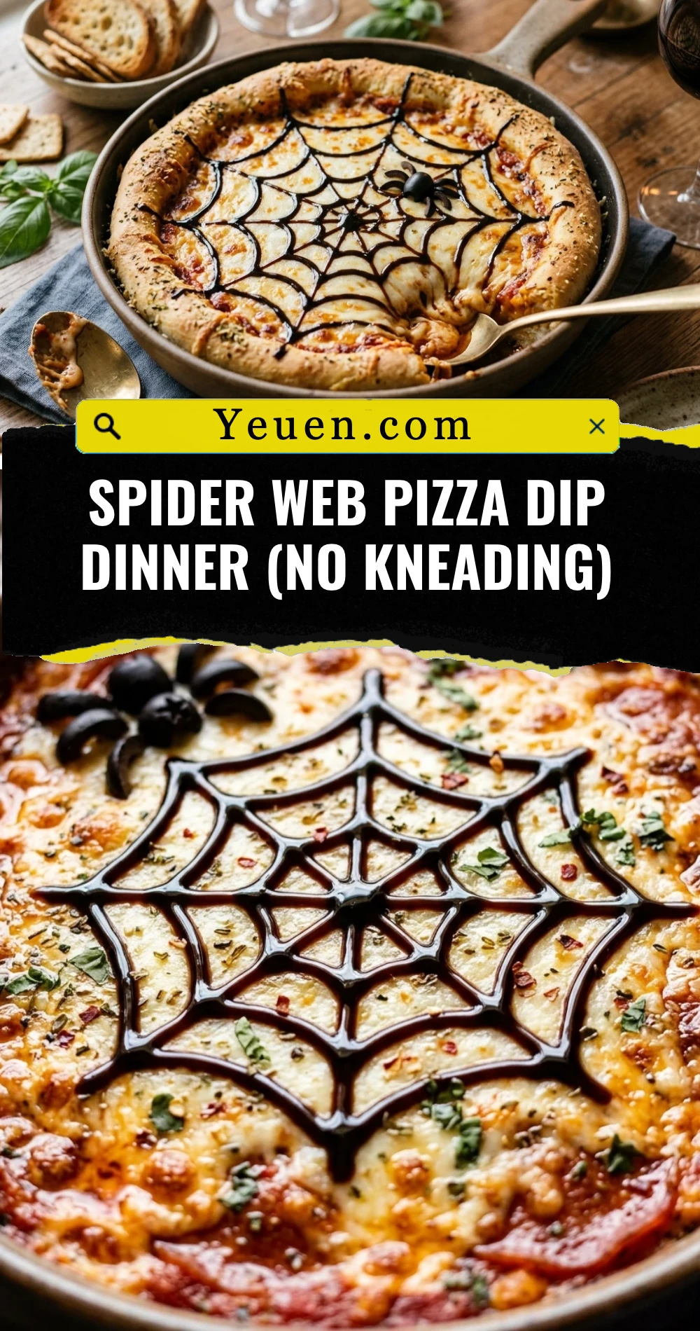 Spider Web Pizza Dip Dinner (No Kneading)