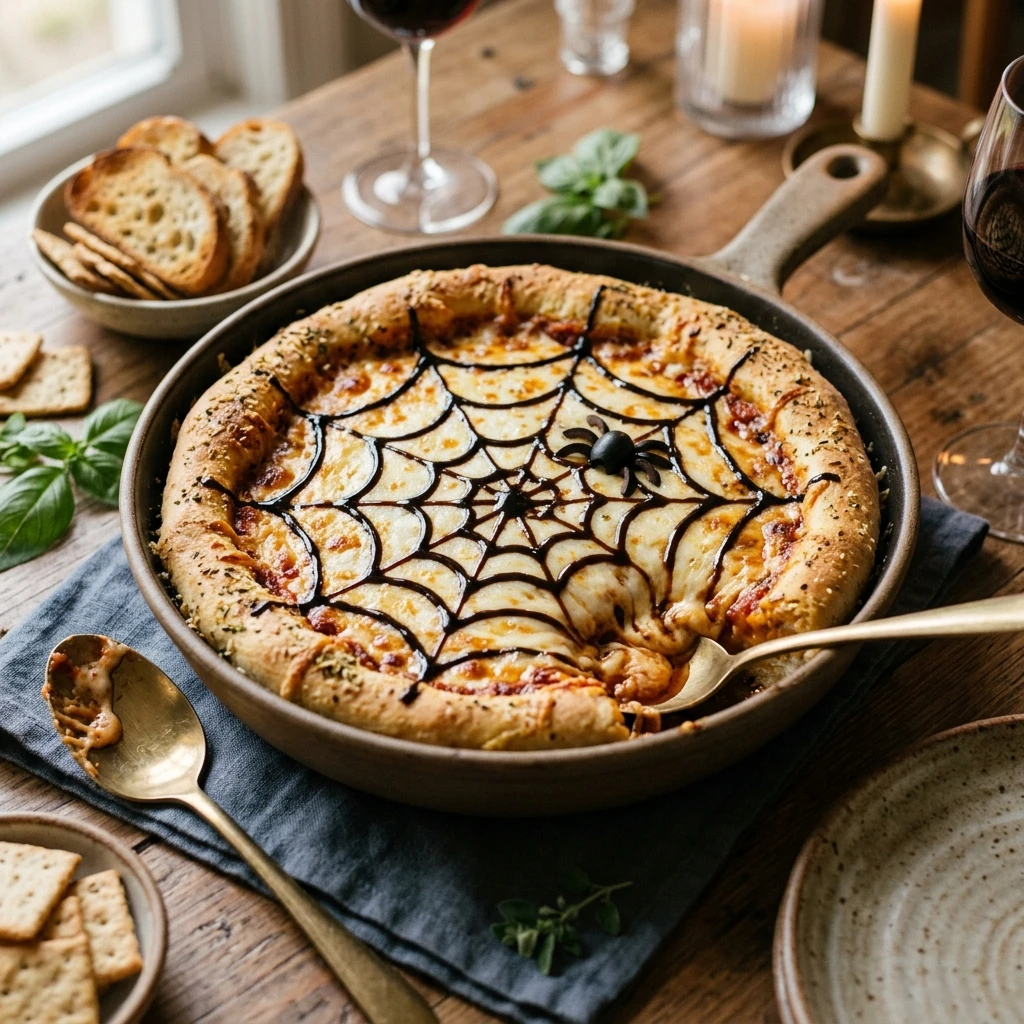 Spider Web Pizza Dip Dinner (No Kneading)