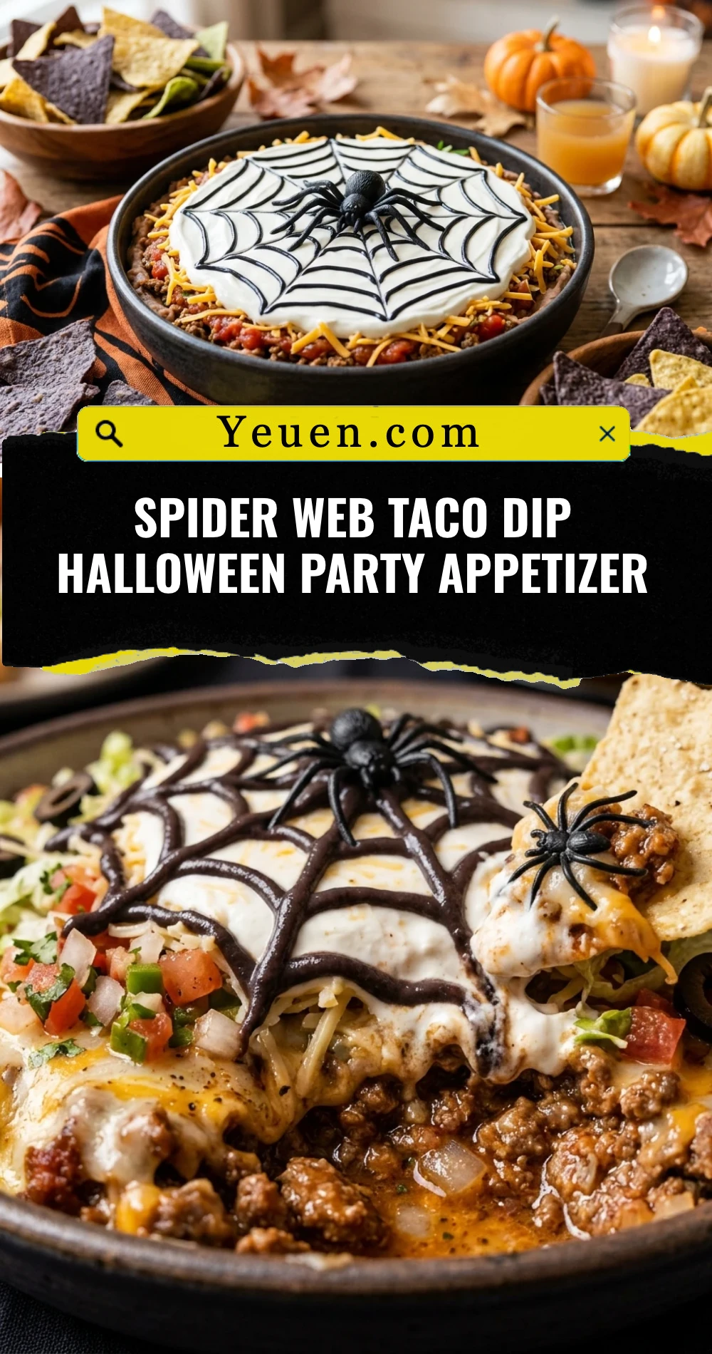 Spider Web Taco Dip Halloween Party Appetizer