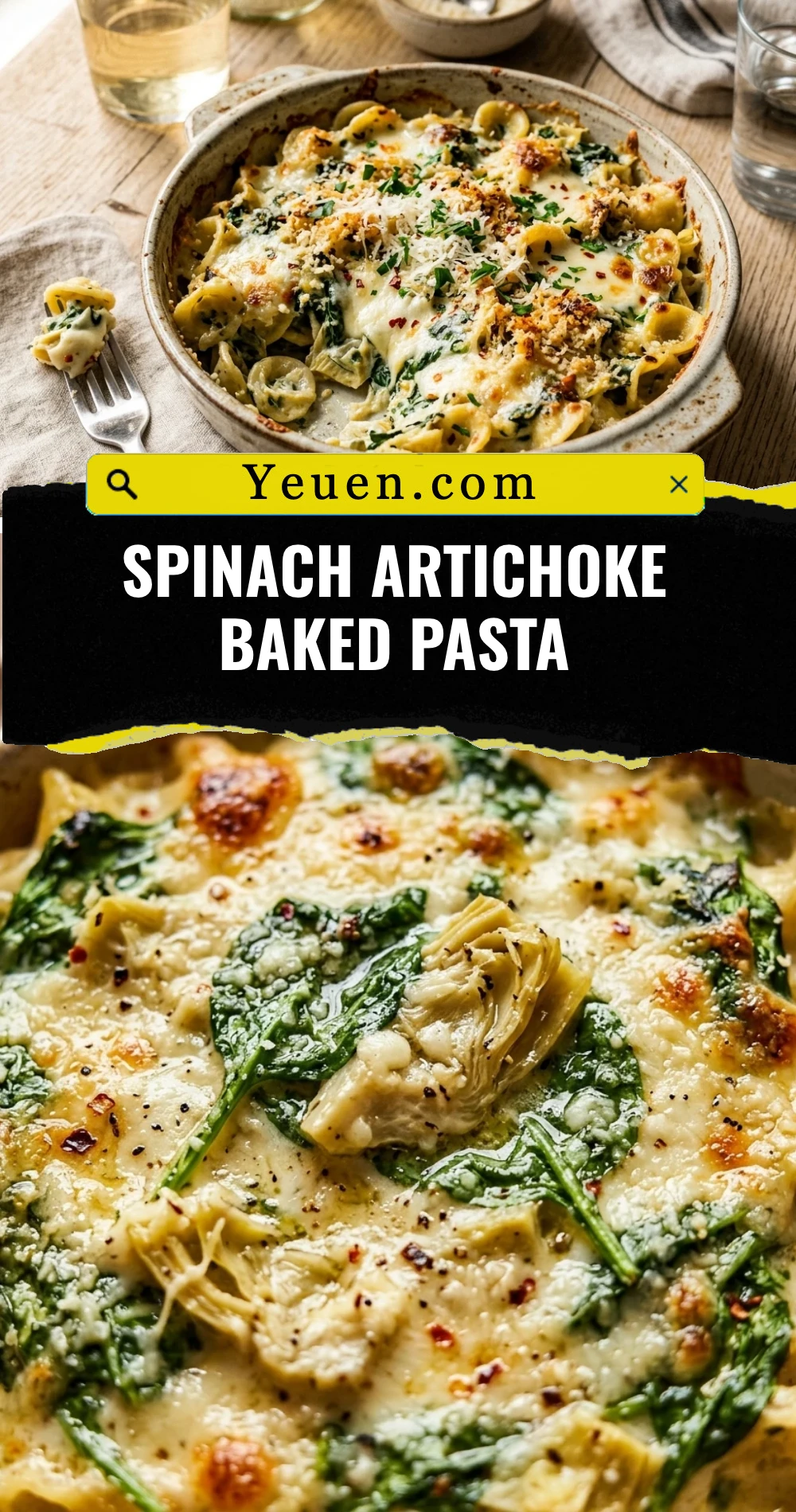 Spinach Artichoke Baked Pasta