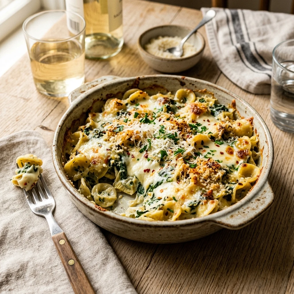 Spinach Artichoke Baked Pasta