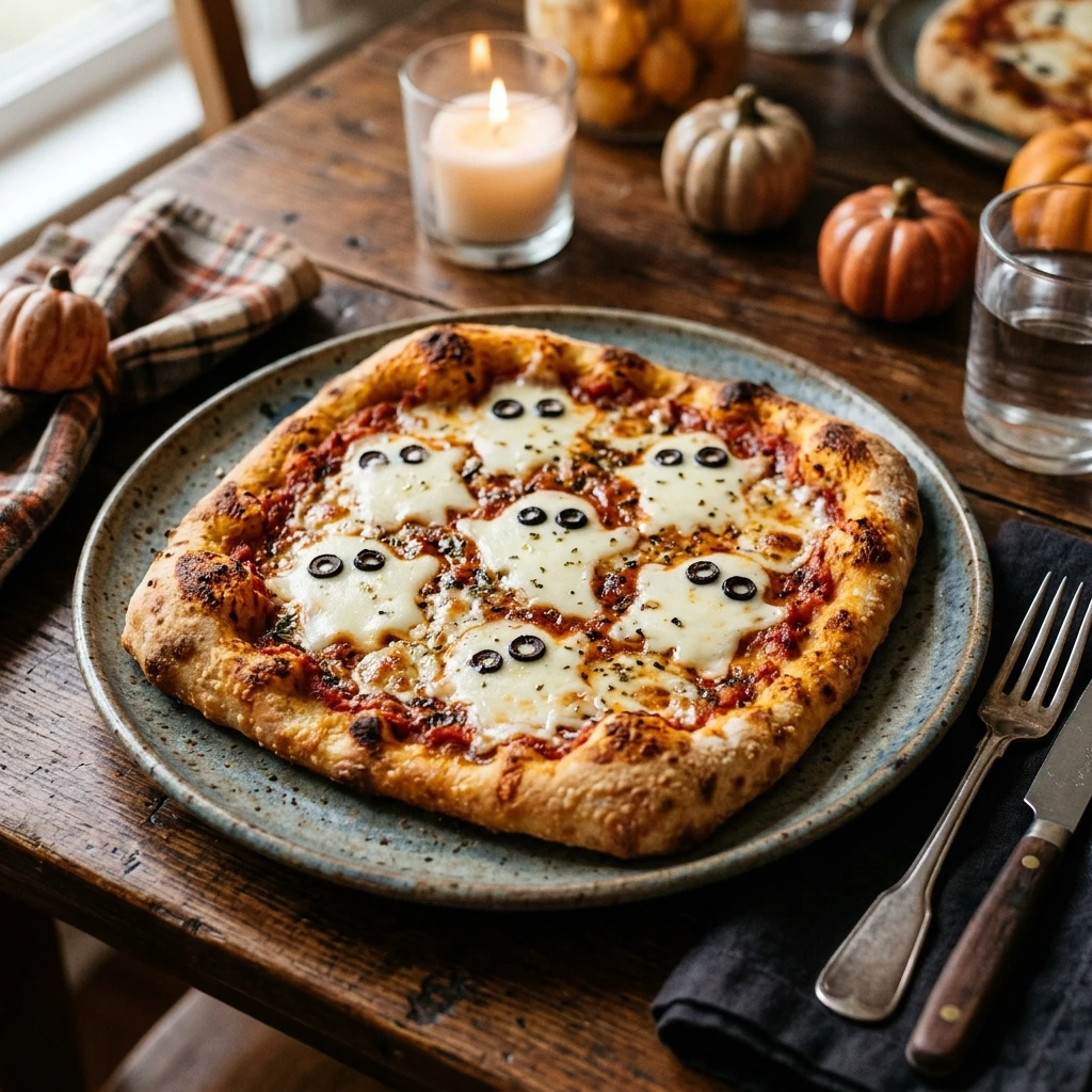 Spooky Chicken Dinner Kid Approved Easy Halloween Ghost Pizza