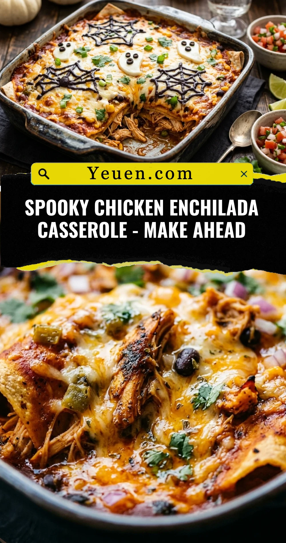 Spooky Chicken Enchilada Casserole - Make Ahead