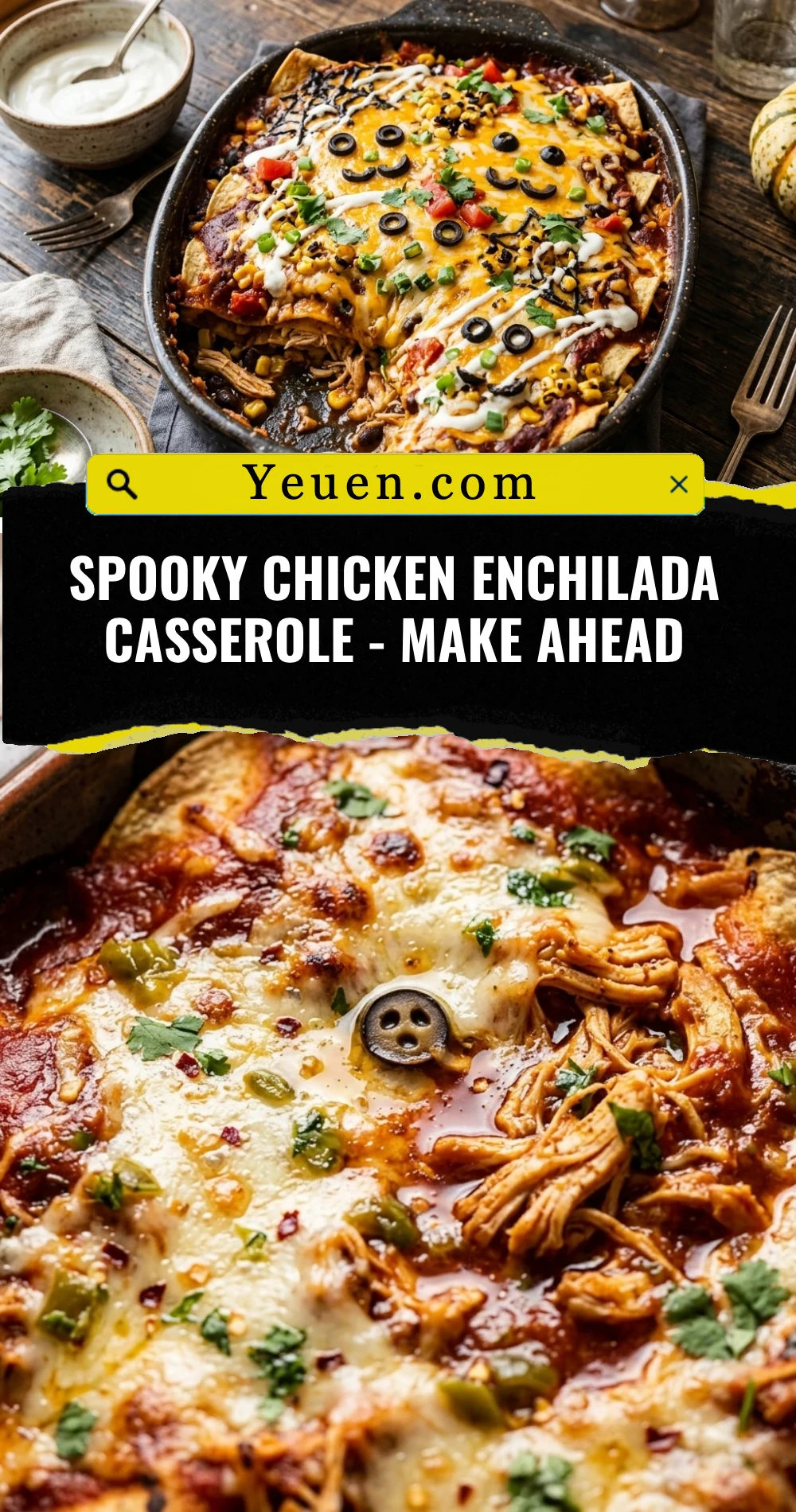 Spooky Chicken Enchilada Casserole - Make Ahead