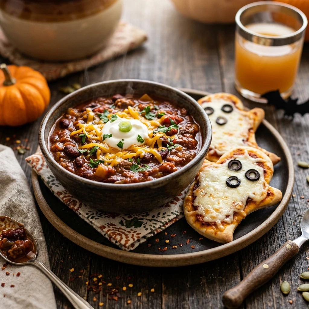 Spooky Chili Dinner Easy Halloween 15 Min Kid Approved Ghost Pizza