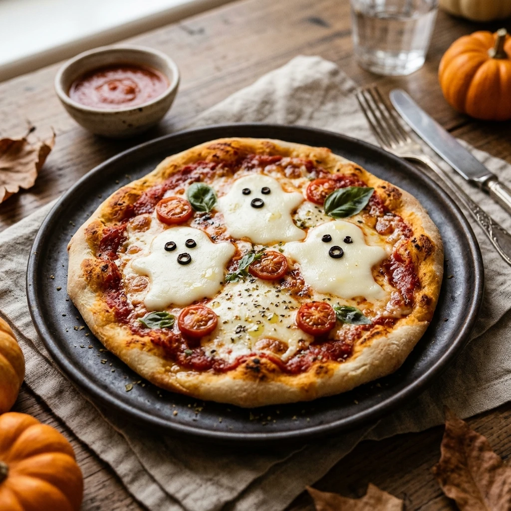 Spooky Dinner Easy Halloween 15 Min Kid Approved Ghost Pizza