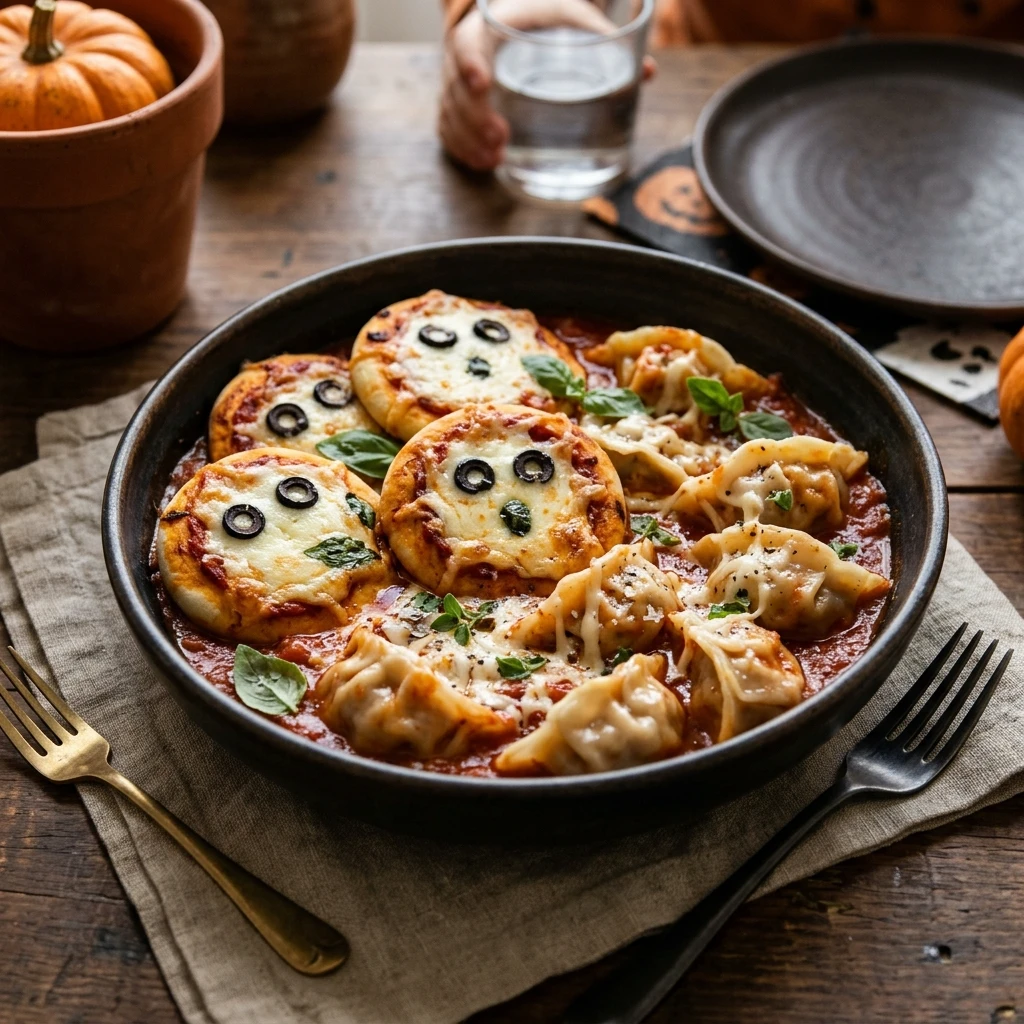 Spooky Dumpling Dinner Easy Halloween 15 Min Kid Approved Ghost Pizza