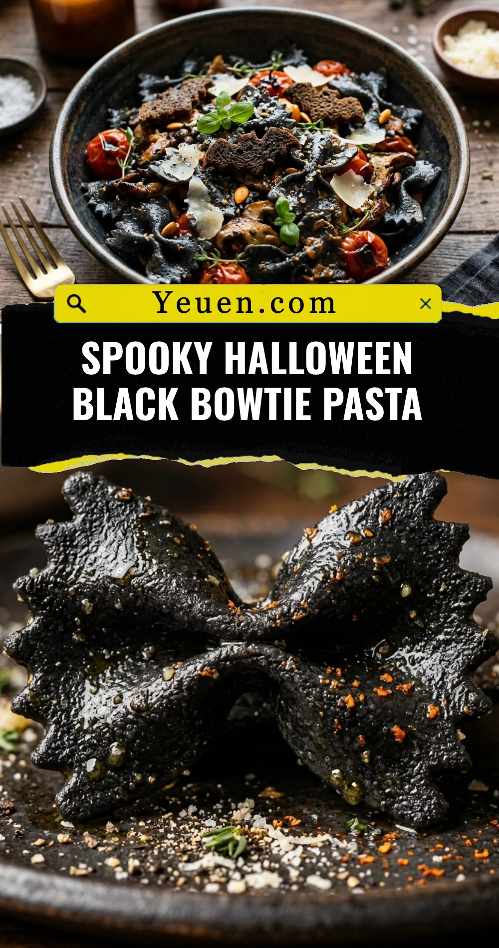 Spooky Halloween Black Bowtie Pasta