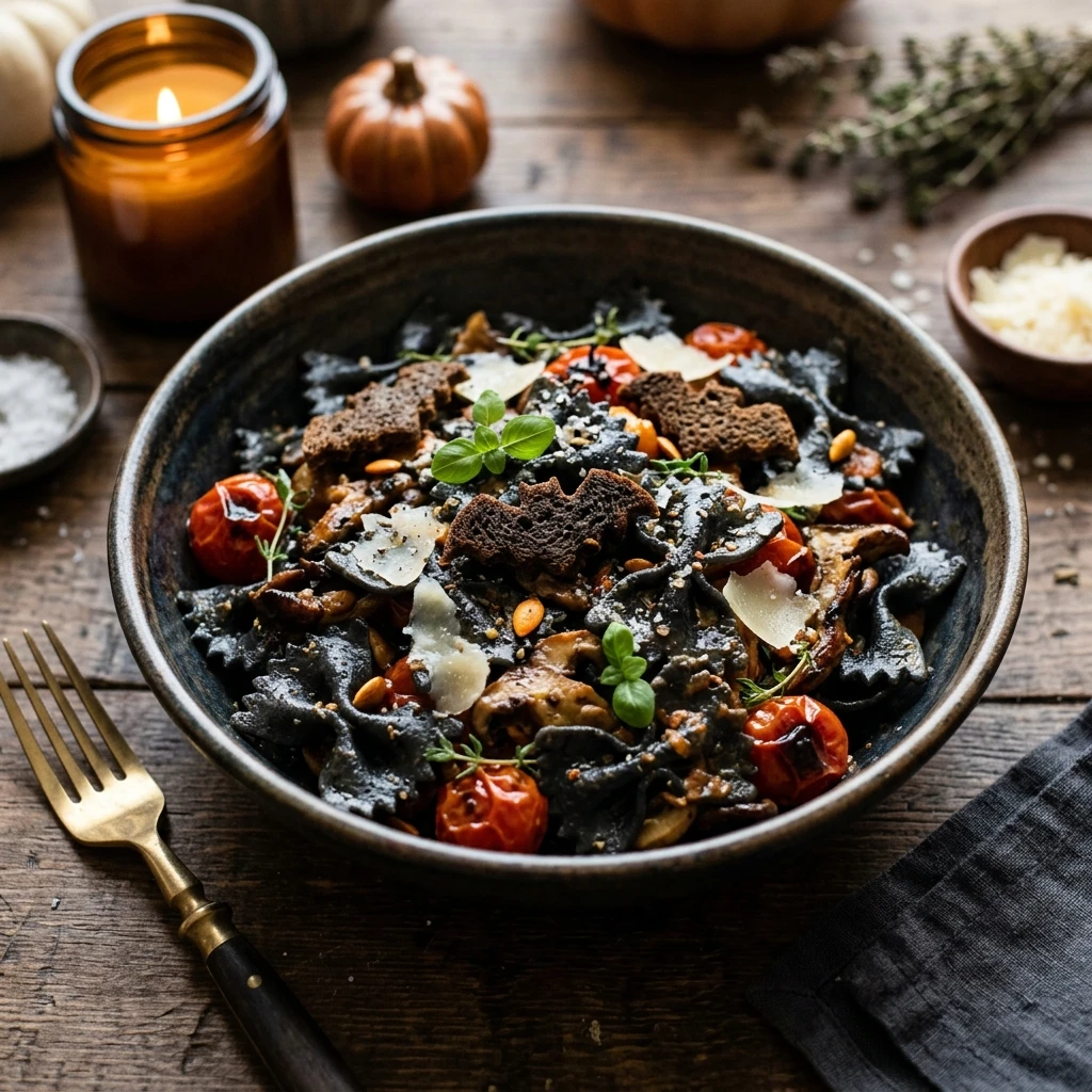 Spooky Halloween Black Bowtie Pasta