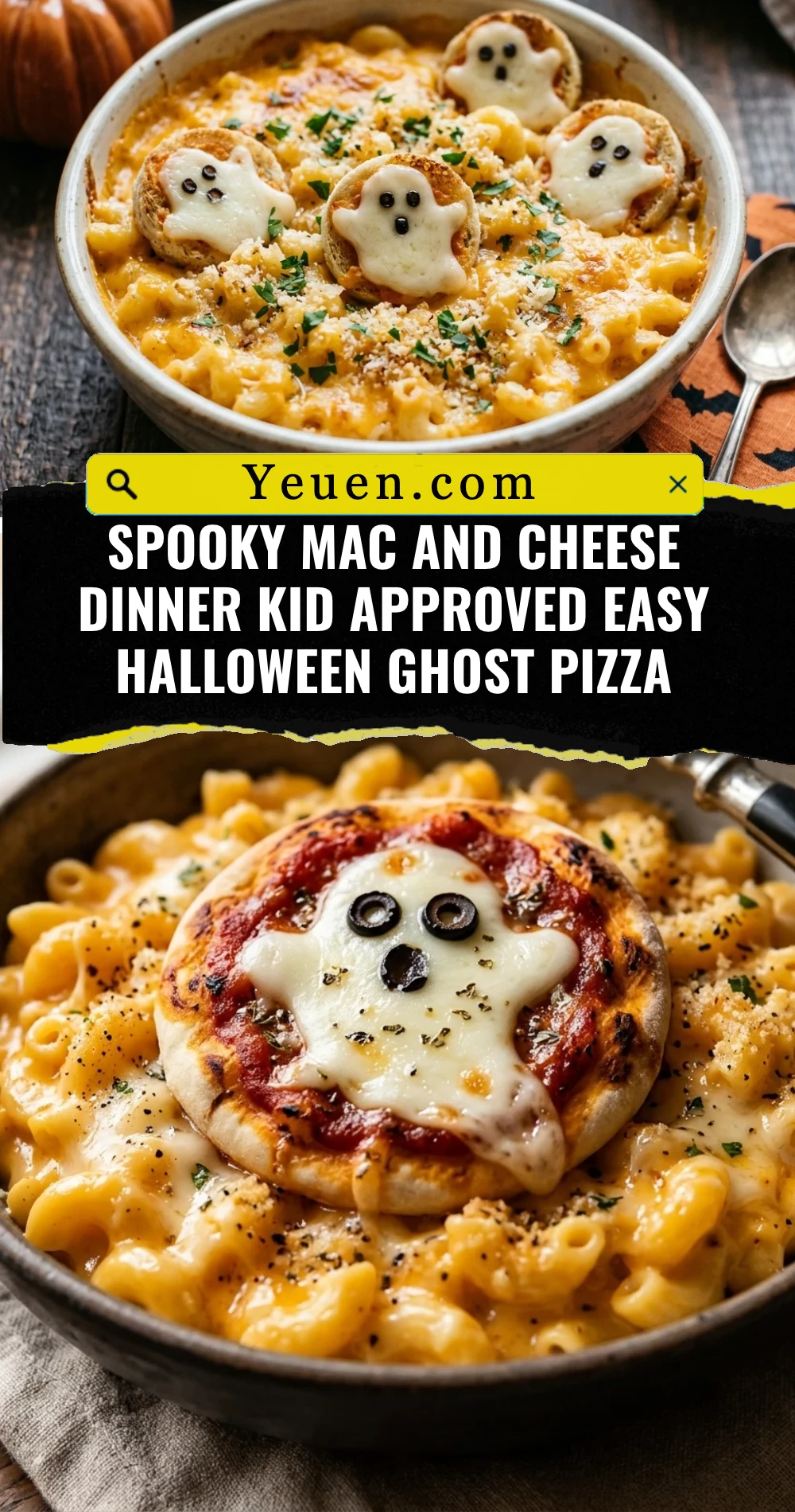 Spooky Mac And Cheese Dinner Kid Approved Easy Halloween Ghost Pizza