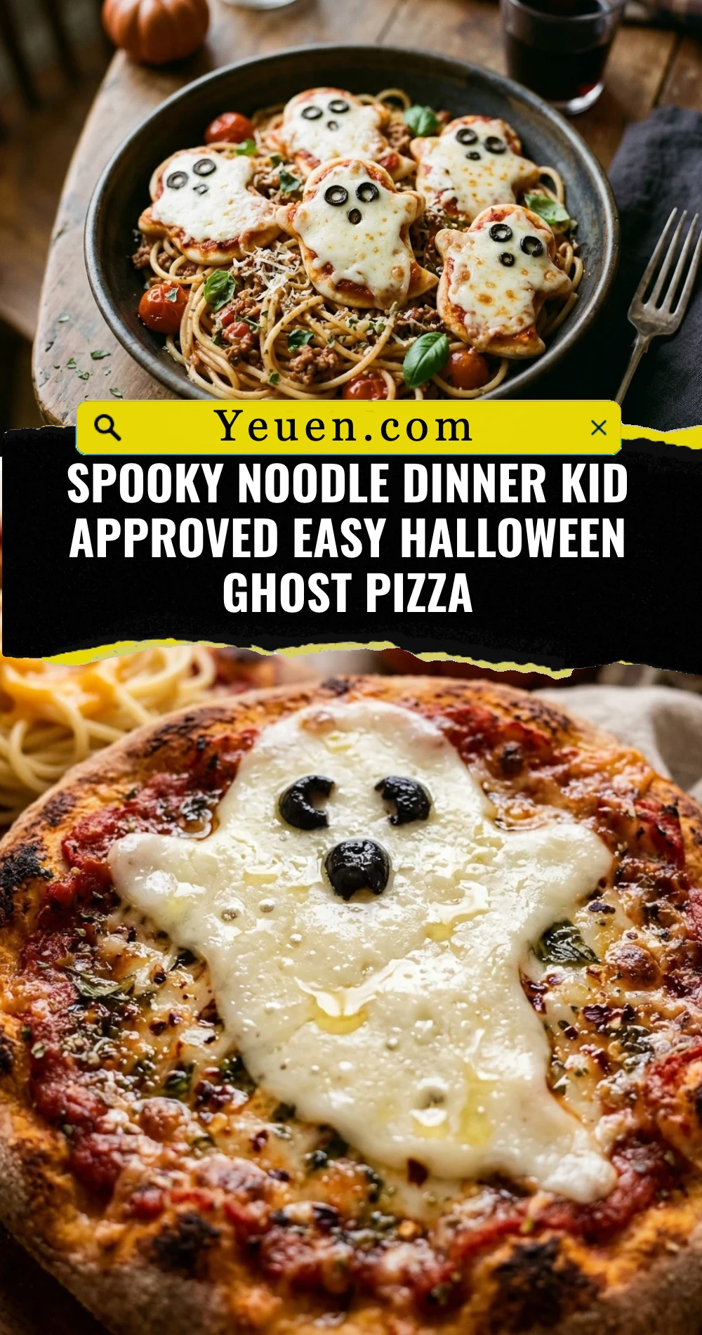 Spooky Noodle Dinner Kid Approved Easy Halloween Ghost Pizza