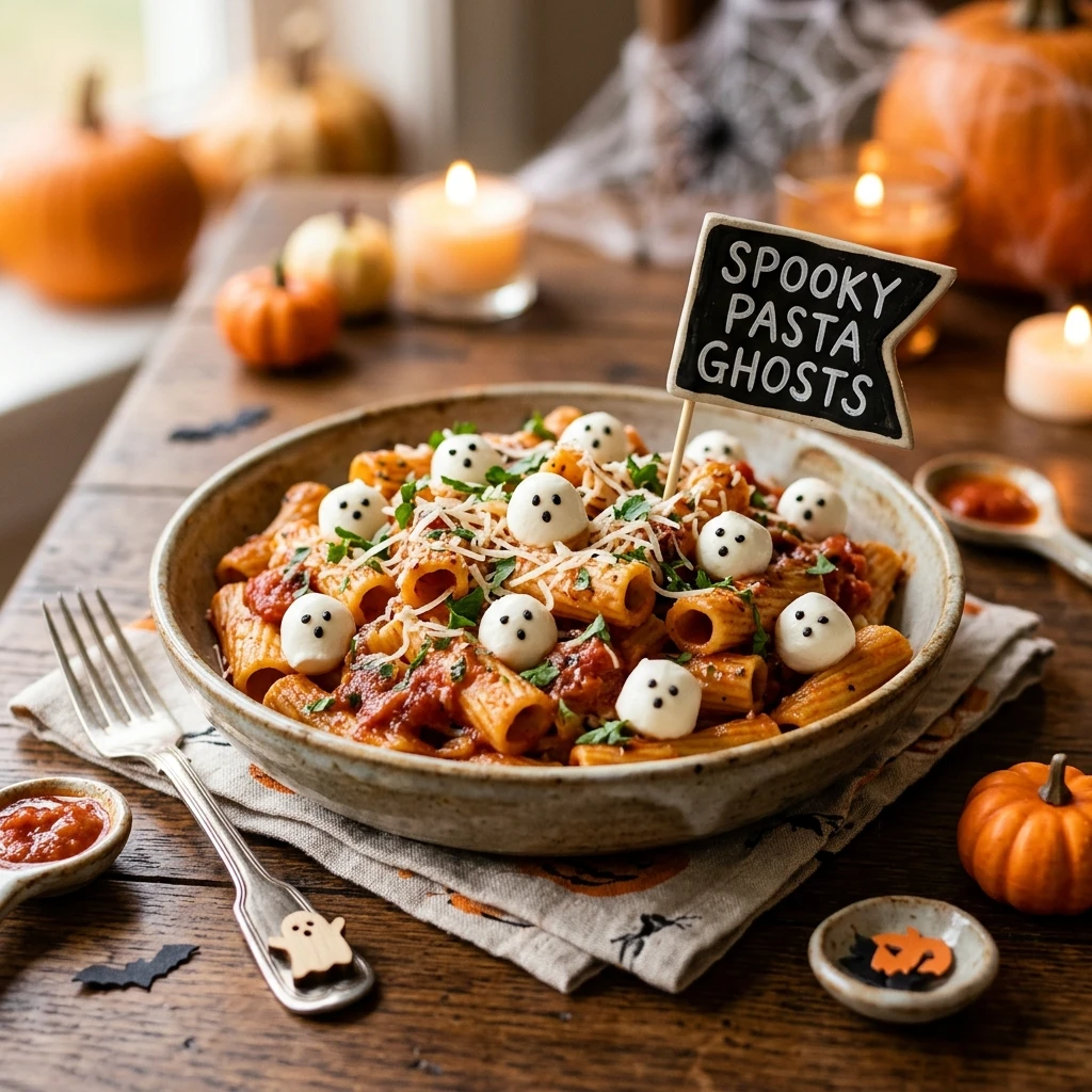 Spooky Pasta Ghost Easy Dinner Halloween Kid Approved