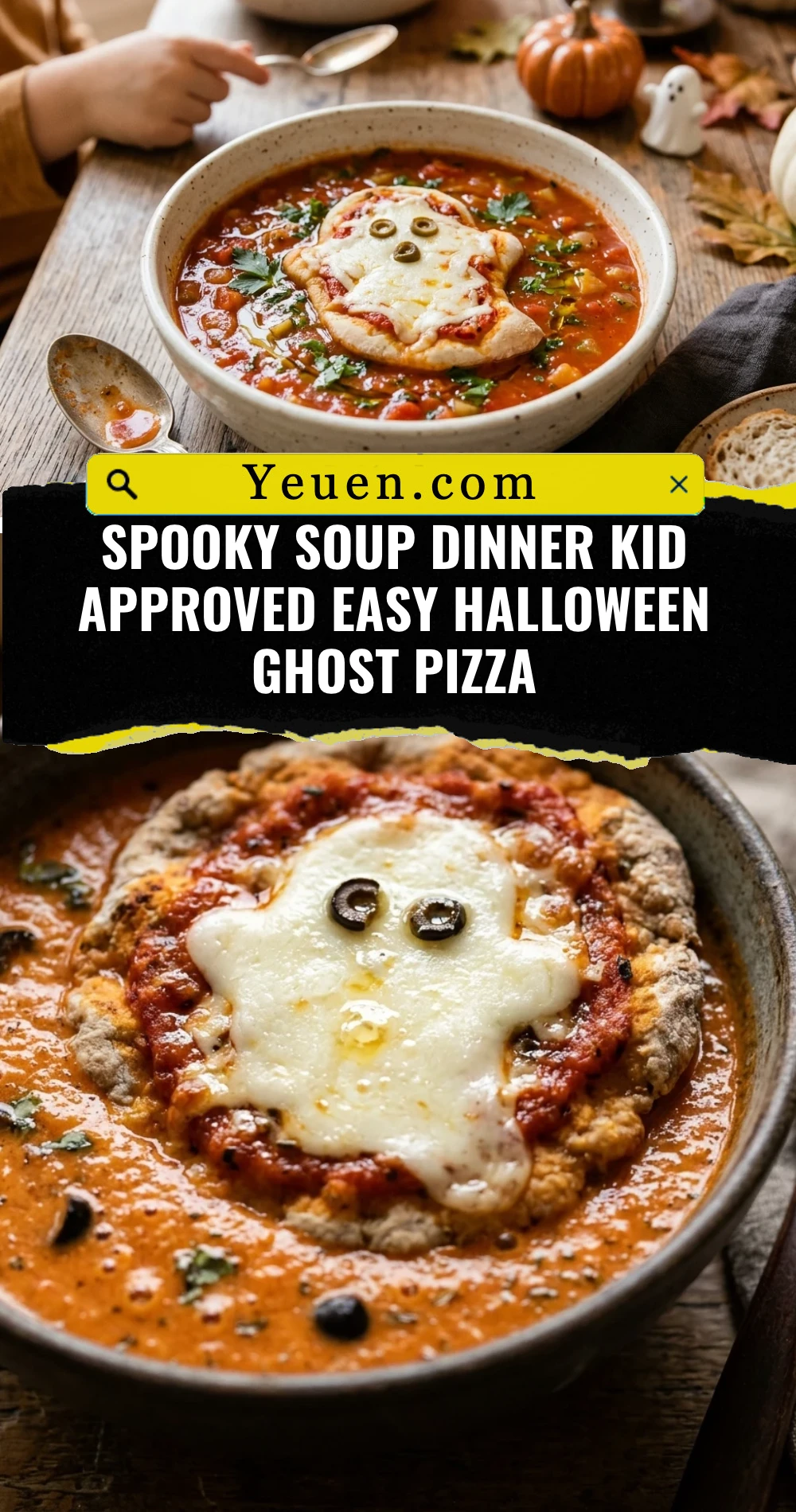 Spooky Soup Dinner Kid Approved Easy Halloween Ghost Pizza