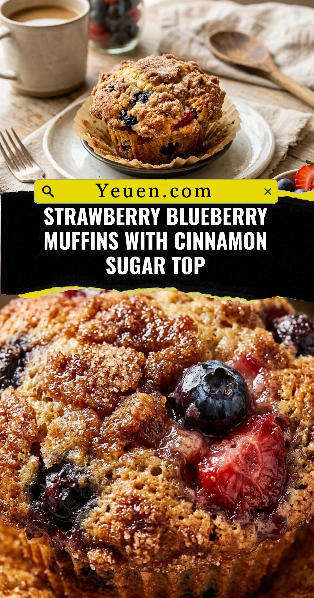 Strawberry Blueberry Muffins With Cinnamon Sugar Top