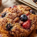 Strawberry Blueberry Muffins With Cinnamon Sugar Top