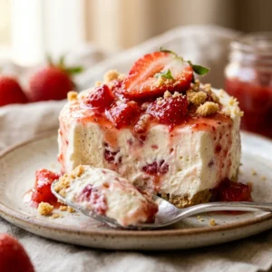 Strawberry Cheesecake Creamy No Bake Easy Viral Flavor Recipe