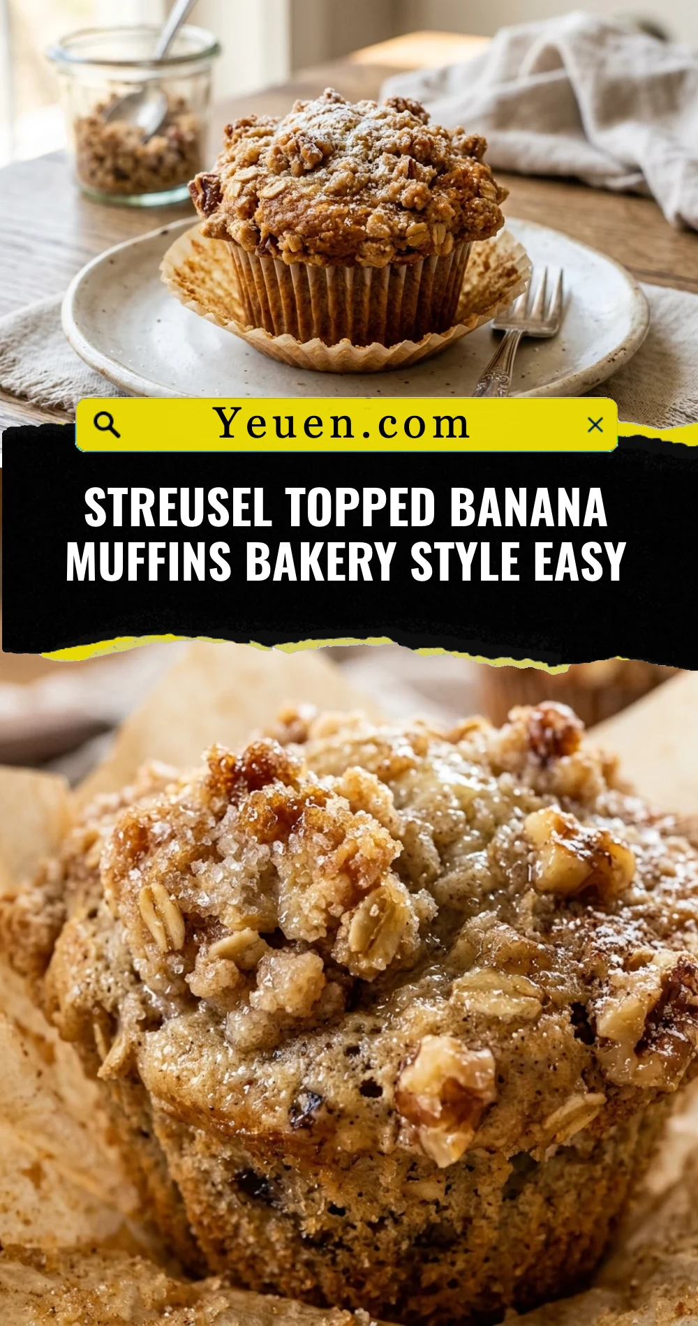 Streusel Topped Banana Muffins Bakery Style Easy