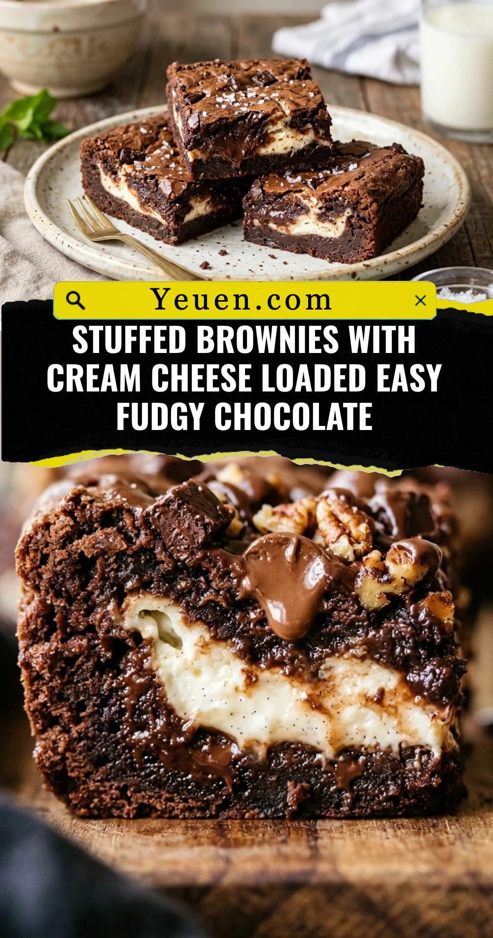Stuffed Brownies With Cream Cheese Loaded Easy Fudgy Chocolate