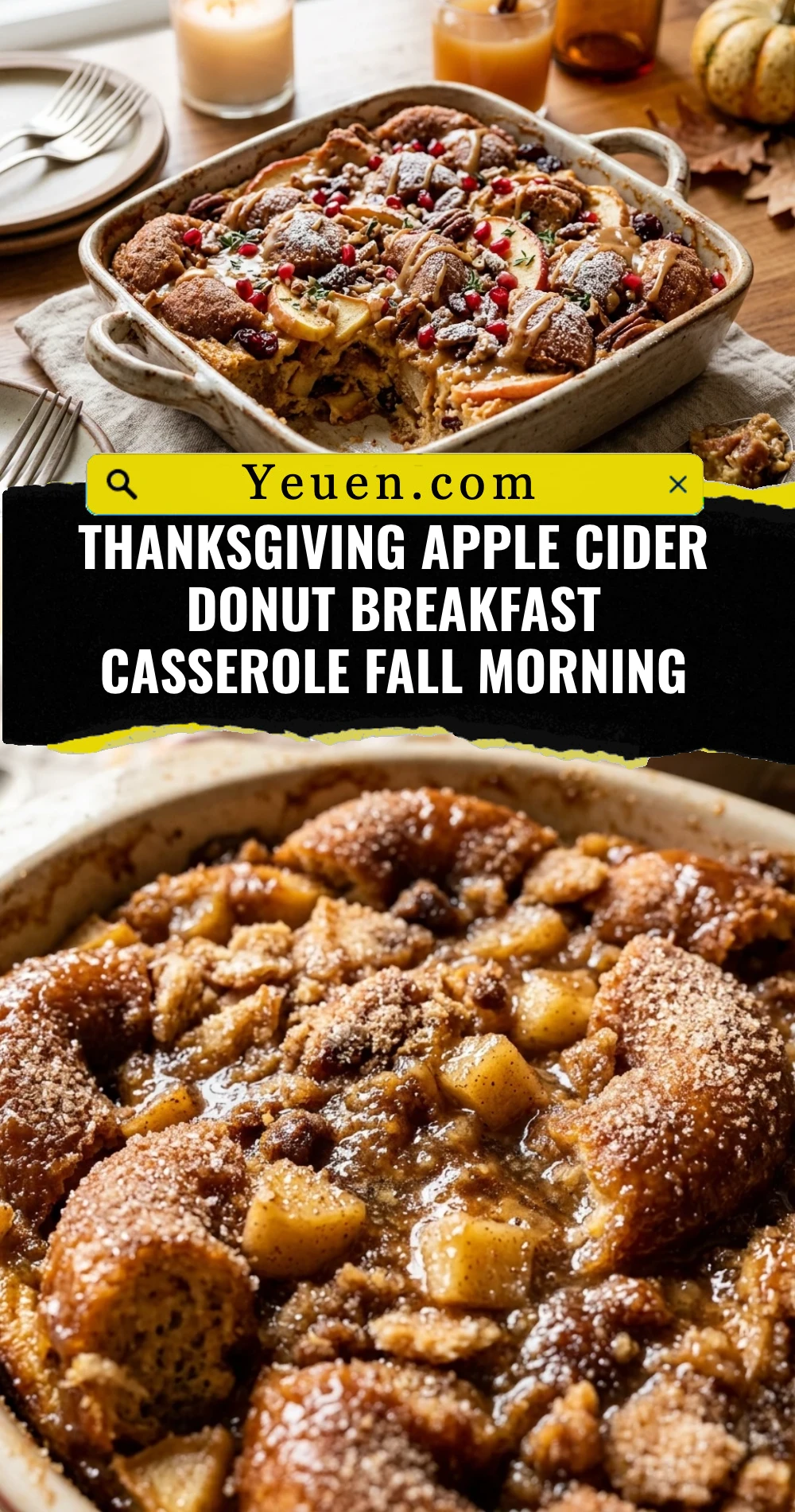 Thanksgiving Apple Cider Donut Breakfast Casserole Fall Morning